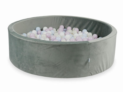 Piscine à Balles avec balles 700pcs 130x40 gris velours (perle rose layette, perle bleu layette, effet sirène, blanc)
