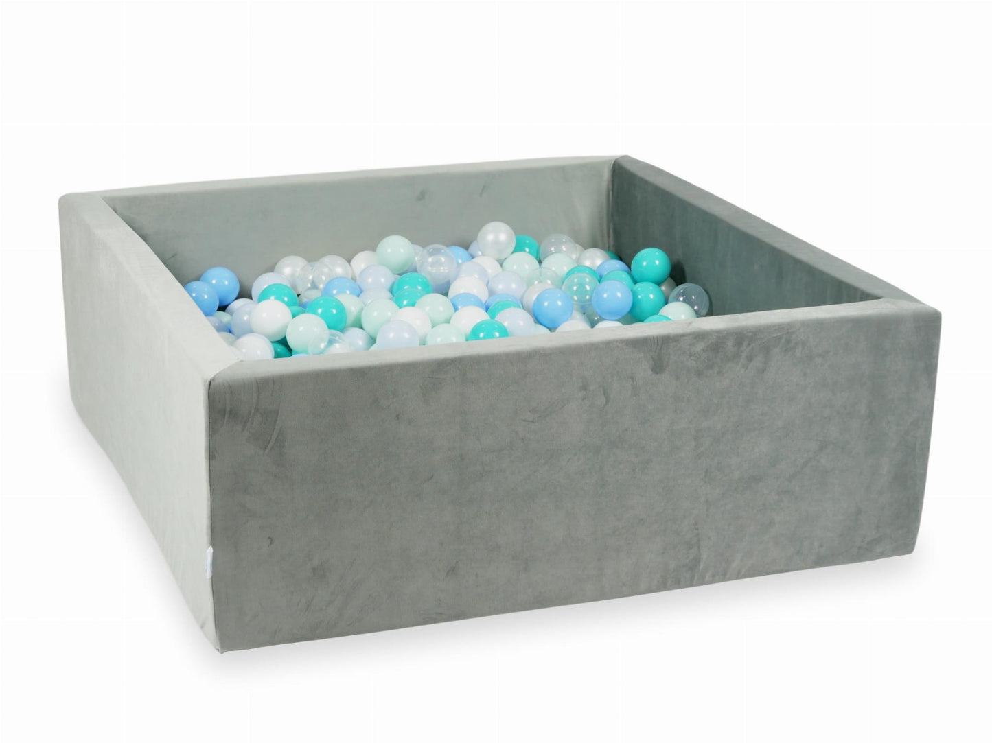Piscine à Balles avec balles 600pcs 110x110x40 gris velours (menthe clair, turquoise, bleu bébé, bleu bébé perle, perle, blanc, transparent)
