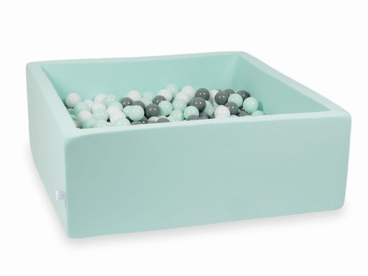 Piscine à Balles menthe 110x110x40 avec balles 600pcs (blanc, gris, menthe clair)