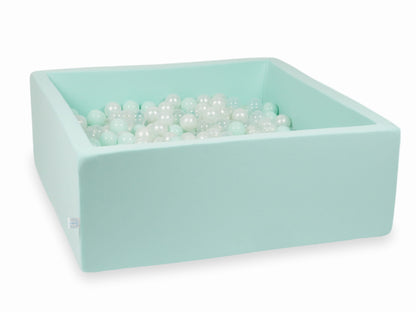 Piscine à Balles menthe 110x110x40 avec boules 600pcs (transparent, perle, menthe clair)