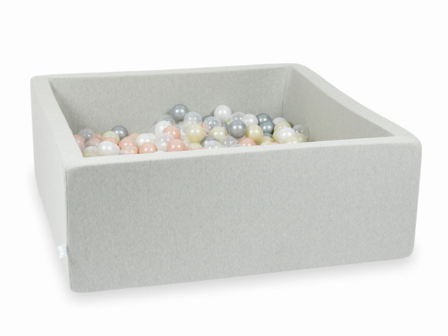 Piscine à Balles gris clair 110x110x40 avec boules 600pcs (transparent, perle, argent, or rose, or clair)