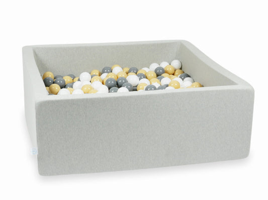 Piscine à Balles gris clair 110x110x40 avec balles 600pcs (beige, gris, blanc)