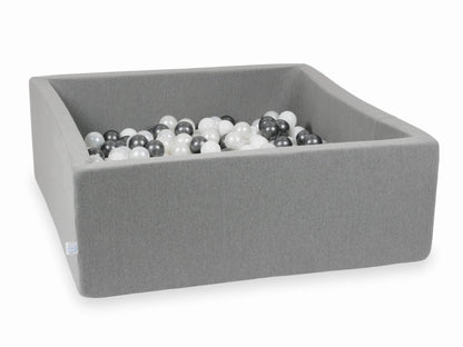 Piscine à Balles gris 110x110x40 avec boules 600pcs (blanc, perle, graphite métallisé)