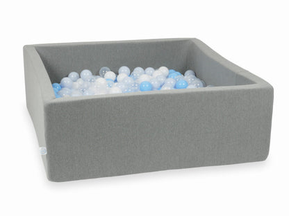 Piscine à Balles gris 110x110x40 avec balles 600pcs (transparent, blanc, bleu bébé, bleu bébé perle)