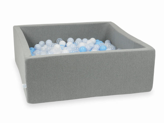 Piscine à Balles gris 110x110x40 avec balles 600pcs (transparent, blanc, bleu bébé, bleu bébé perle)