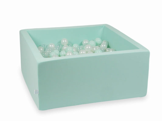 Piscine à Balles menthe 90x90x40 avec boules 400pcs (transparent, perle, menthe clair)