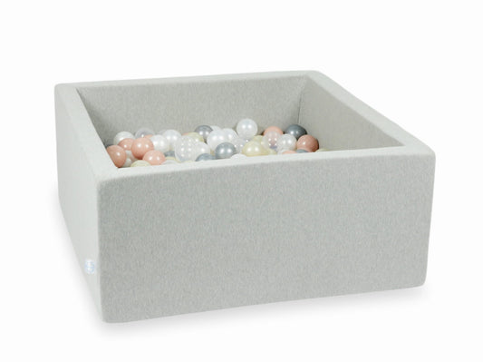 Piscine à Balles gris clair 90x90x40 avec boules 400pcs (transparent, perle, argent, or rose, or clair)