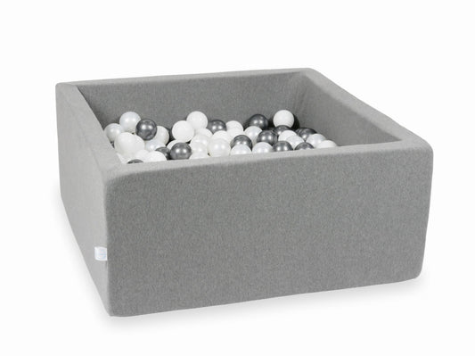 Piscine à Balles gris 90x90x40 avec boules 400pcs (blanc, perle, graphite métallisé)