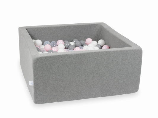Piscine à Balles gris 90x90x40 avec balles 400pcs (transparent, blanc, gris, rose bébé)