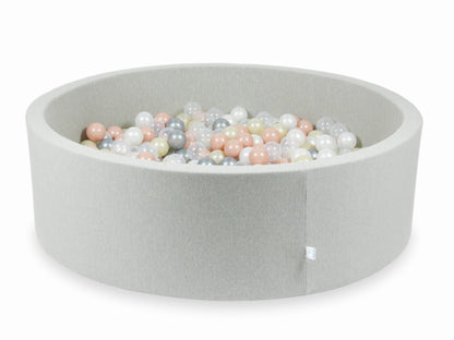Piscine à Balles gris clair 130x40 avec boules 700pcs (transparent, perle, argent, or rose, or clair)