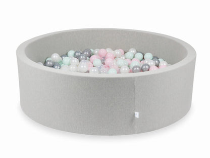 Piscine à Balles gris clair 130x40 avec boules 700pcs (transparent, perle, argent, rose bébé, menthe clair)