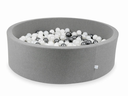 Piscine à Balles gris 130x40 avec boules 700pcs (blanc, perle, graphite métallisé)