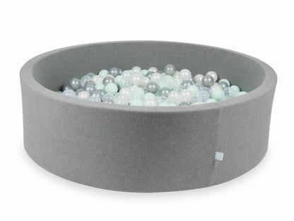 Piscine à Balles gris 130x40 avec boules 700pcs (transparent, perle, argent, menthe clair)