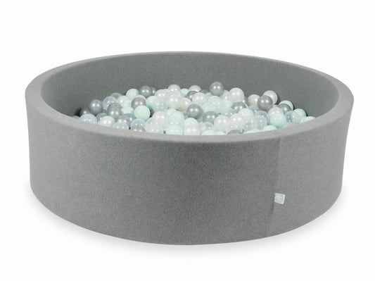 Piscine à Balles gris 130x40 avec boules 700pcs (transparent, perle, argent, menthe clair)