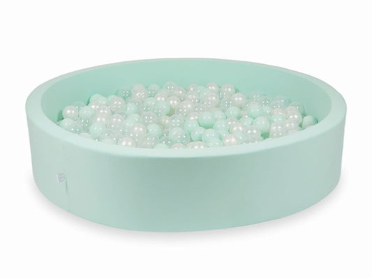 Piscine à Balles menthe 130x30 avec boules 600pcs (transparent, perle, menthe clair)