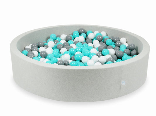 Piscine à Balles gris clair 130x30 avec balles 600pcs (turquoise, blanc, gris)