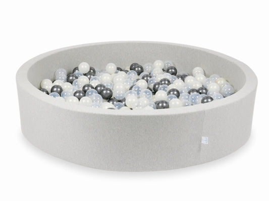 Piscine à Balles gris clair 130x30 avec boules 600pcs (transparent, graphite métallisé, effet sirène)