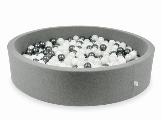 Piscine à Balles gris 130x30 avec boules 600pcs (blanc, perle, graphite métallisé)