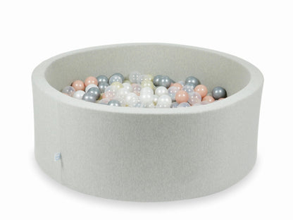 Piscine à Balles gris clair 110x40 avec boules 500pcs (transparent, perle, argent, or rose, or clair)