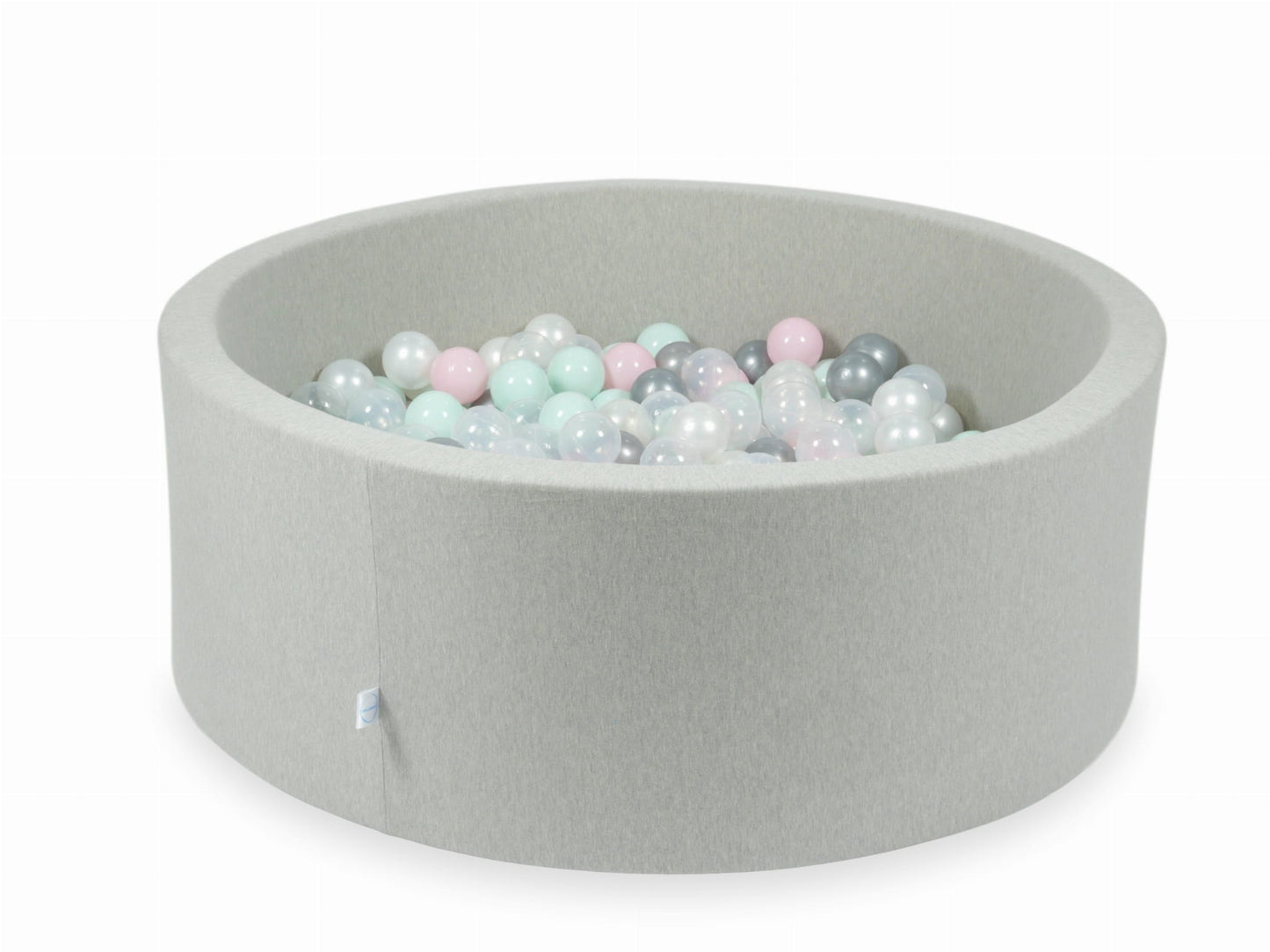 Piscine à Balles gris clair 110x40 avec boules 500pcs (transparent, perle, argent, rose bébé, menthe clair)