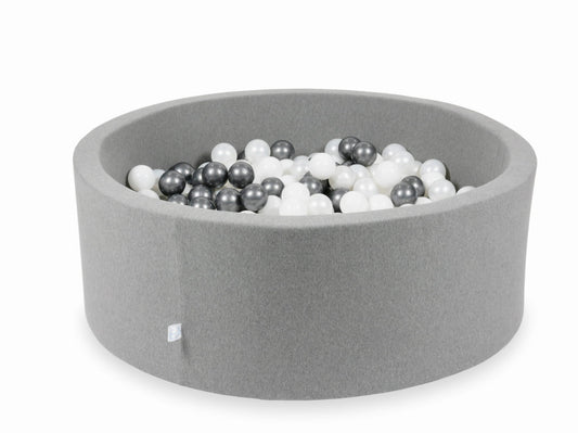 Piscine à Balles gris 110x40 avec boules 500pcs (blanc, perle, graphite métallisé)