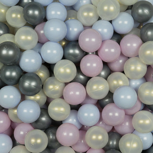 Boules pour piscine à balle ø7cm 200pcs perle rose, perle bleu clair, effet sirène, argent