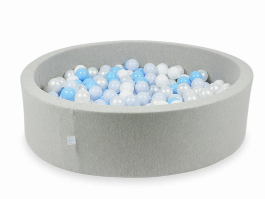 Piscine à Balles gris clair 110x30 avec boules 400pcs (blanc, perle, bleu bébé, bleu bébé perle)