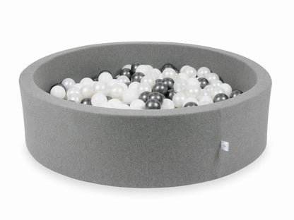 Piscine à Balles gris 110x30 avec boules 400pcs (blanc, perle, graphite métallisé)
