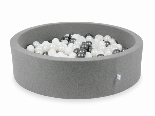 Piscine à Balles gris 110x30 avec boules 400pcs (blanc, perle, graphite métallisé)
