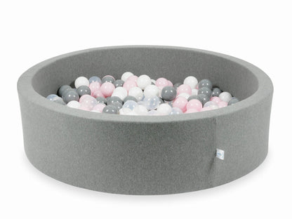 Piscine à balles gris 110x30 avec balles 400pcs (transparent, blanc, gris, rose bébé)