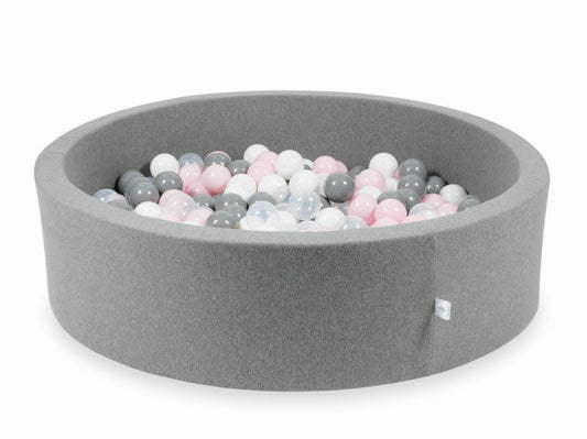 Piscine à balles gris 110x30 avec balles 400pcs (transparent, blanc, gris, rose bébé)