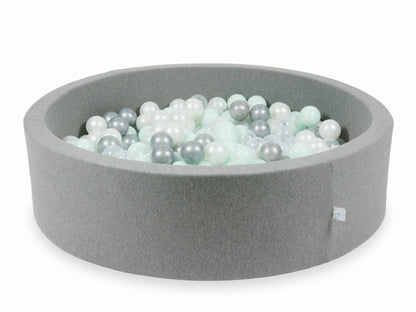 Piscine à Balles gris 110x30 avec boules 400pcs (transparent, perle, argent, menthe clair)