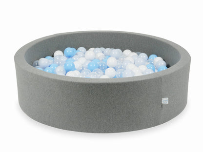 Piscine à balles gris 110x30 avec balles 400pcs (transparent, blanc, bleu bébé, bleu bébé perle)