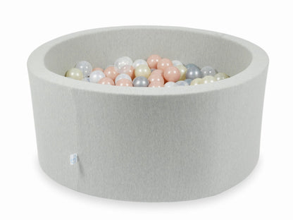 Piscine à Balles gris clair 90x40 avec boules 300pcs (transparent, perle, argent, or rose, or clair)