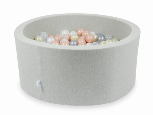 Piscine à Balles gris clair 90x40 avec boules 300pcs (transparent, perle, argent, or rose, or clair)