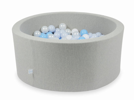 Piscine à Balles gris clair 90x40 avec boules 300pcs (blanc, perle, bleu bébé, bleu bébé perle)