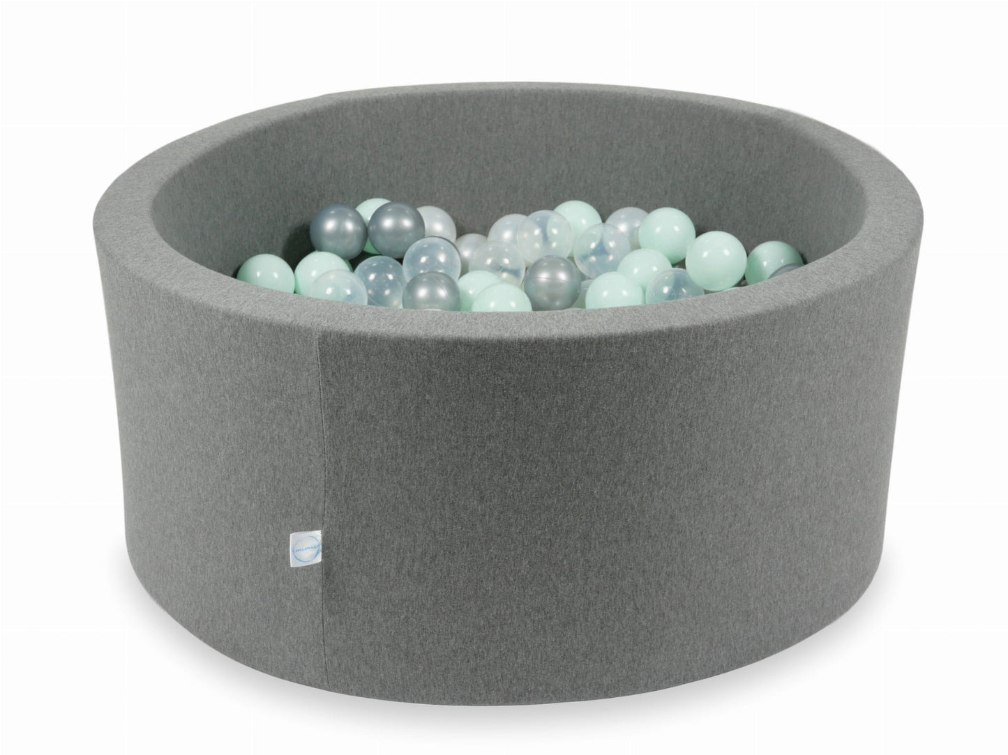 Piscine à Balles gris 90x40 avec boules 300pcs (transparent, perle, argent, menthe clair)