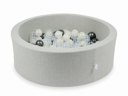 Piscine à Balles gris clair 90x30 avec boules 200pcs (transparent, graphite métallisé, effet sirène)