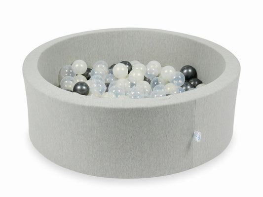 Piscine à Balles gris clair 90x30 avec boules 200pcs (transparent, graphite métallisé, effet sirène)