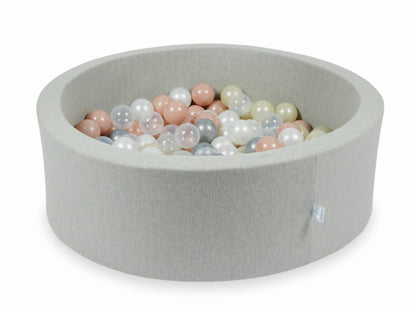 Piscine à Balles gris clair 90x30 avec boules 200pcs (transparent, perle, argent, or rose, or clair)