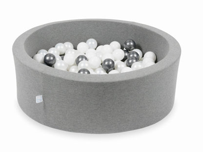 Piscine à Balles gris 90x30 avec boules 200pcs (blanc, perle, graphite métallisé)
