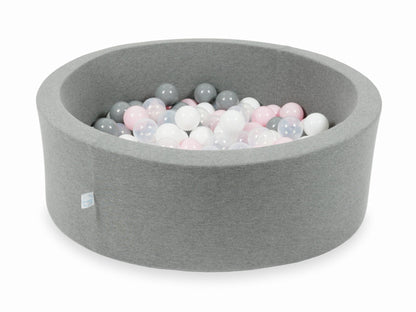 Piscine à Balles gris 90x30 avec balles 200pcs (transparent, blanc, gris, rose bébé)