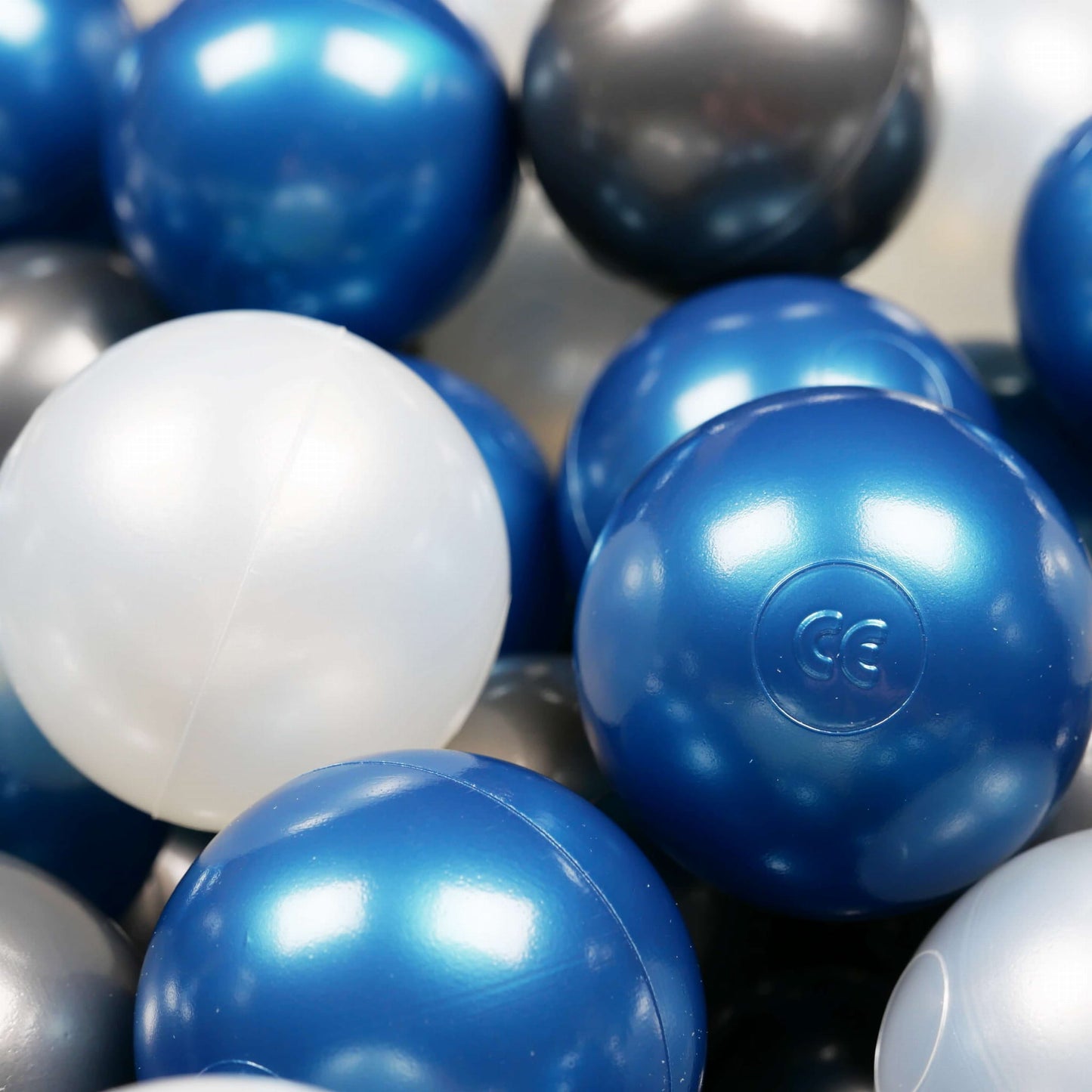 Balles pour piscine à balle ø7cm 300pcs perle, bleu métallisé, graphite métallisé