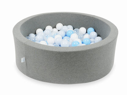 Piscine à balles gris 90x30 avec balles 200pcs (transparent, blanc, bleu bébé, bleu bébé perle)
