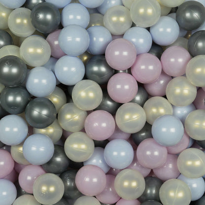 Boules pour piscine à balles ø7cm 300pcs perle rose, perle bleu clair, effet sirène, argent