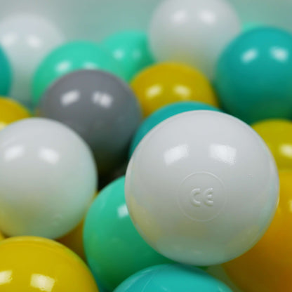 Balles pour piscine à balles ø7cm 400pcs jaune, menthe, turquoise, blanc, gris