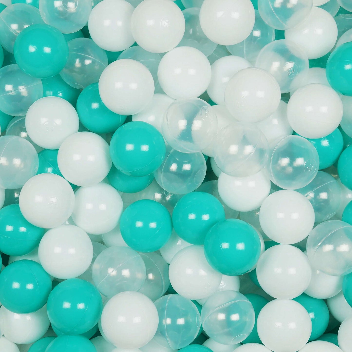 Balles pour piscine à balles ø7cm 500pcs blanches, transparentes, turquoise