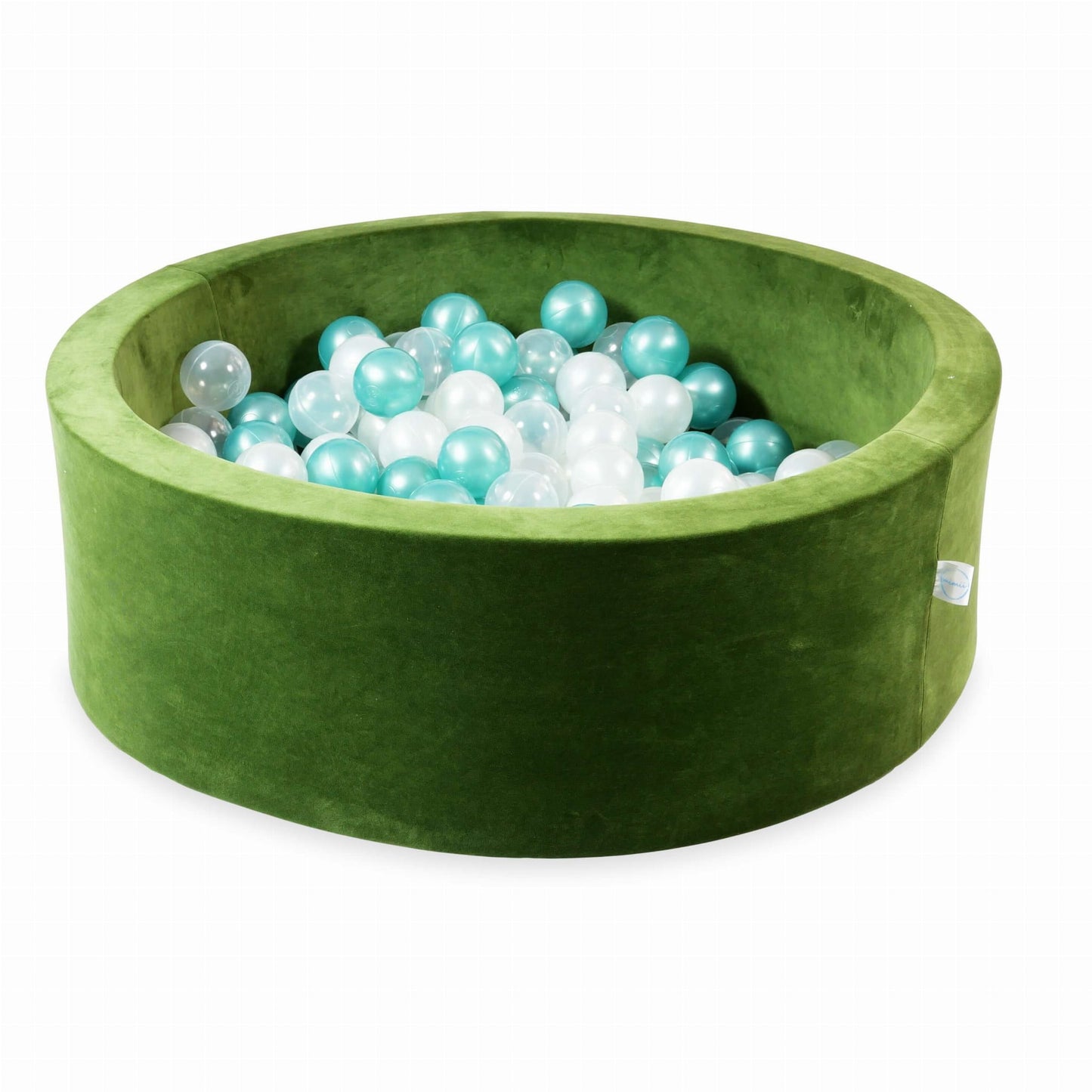 Piscine à Balles 90x30 Velvet Soft Olive avec balles 200 pcs. (transparent, nacré, turquoise métallisé)