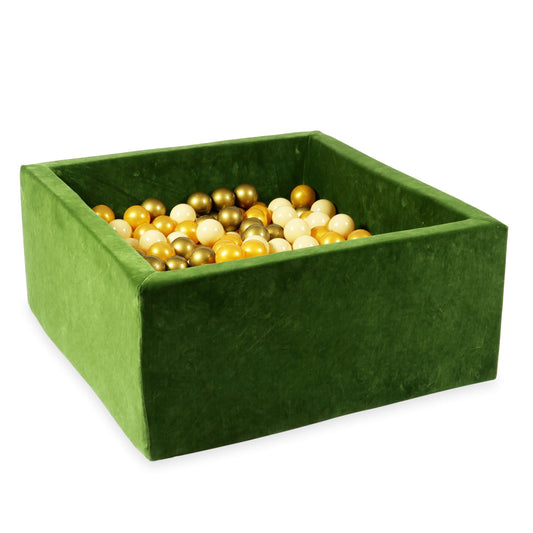 Piscine à Balles 90x90x40 Velvet Soft Olive avec balles 400 pcs. (beige, or, vieil or)