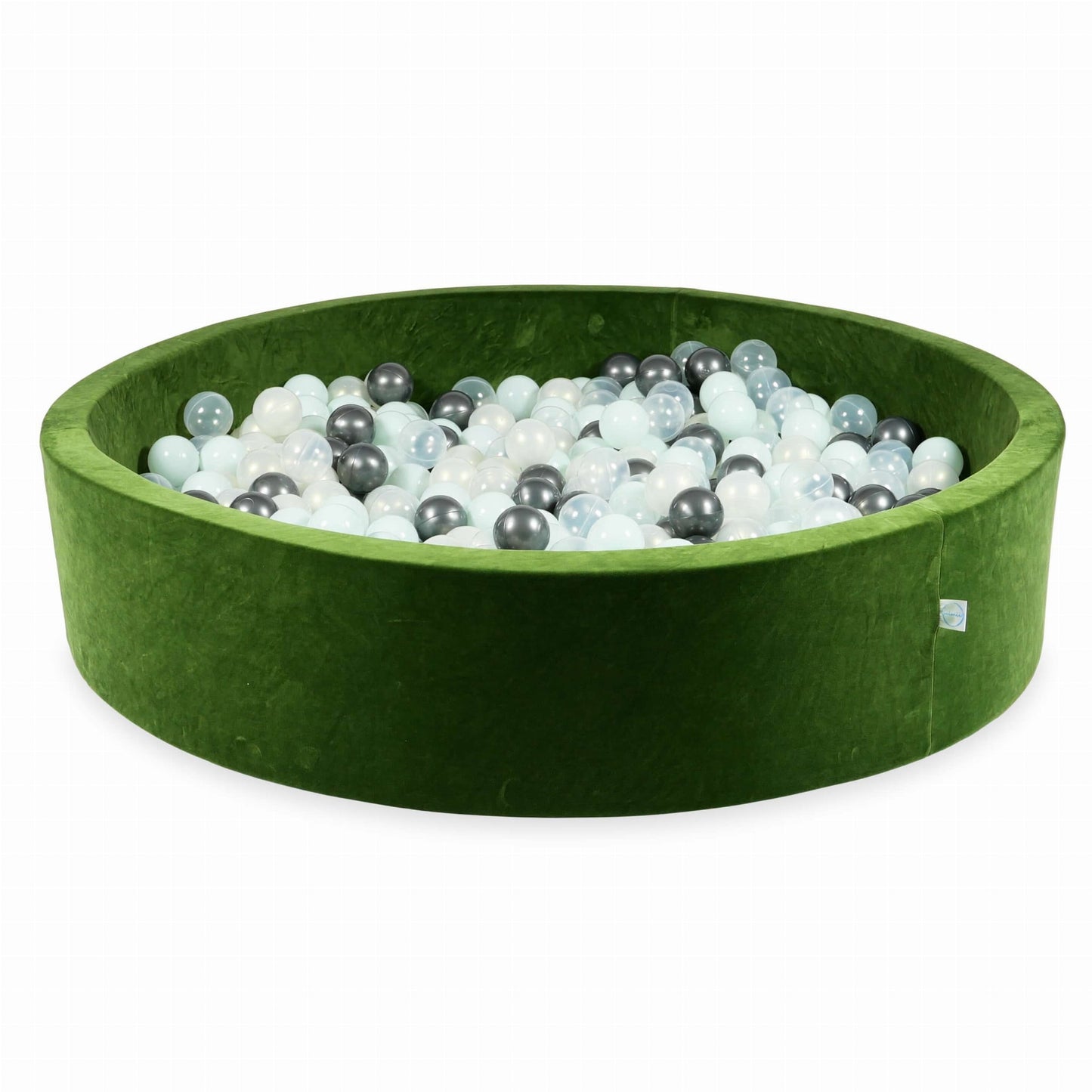 Piscine à balles 130x30 Velvet Soft Olive avec balles 600 pcs. (transparent, menthe, graphite métallisé, effet sirène)